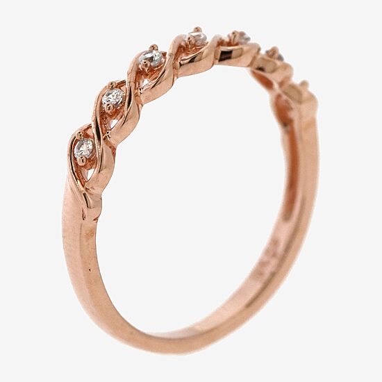 Womens 2MM 1/10 CT. T.W. Natural White Diamond 14K Rose Gold Over Silver Band