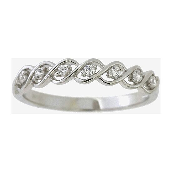 Womens 2MM 1/10 CT. T.W. Natural White Diamond Sterling Silver Band