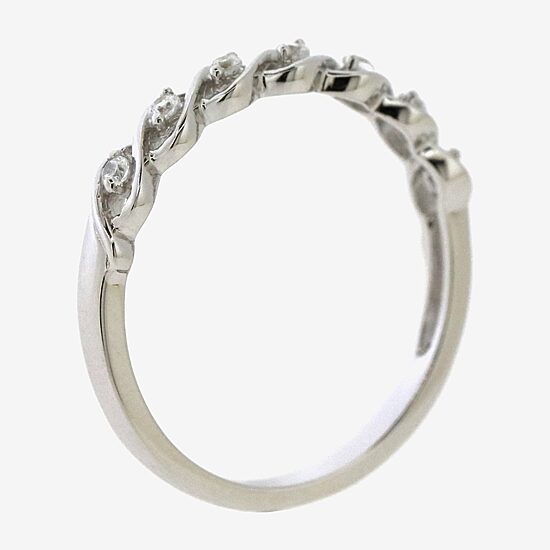 Womens 2MM 1/10 CT. T.W. Natural White Diamond Sterling Silver Band