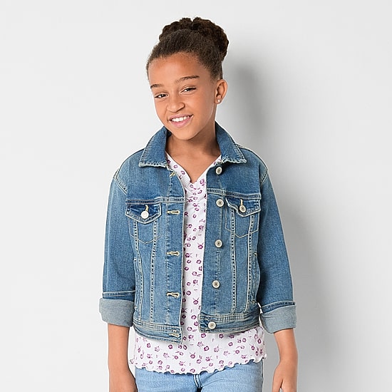 Thereabouts Little & Big Kid Girls Denim Lightweight Puffer Jacket