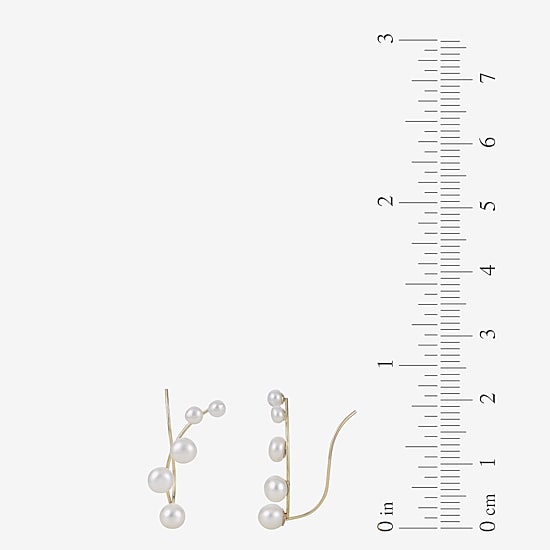 Cultured Freshwater Pearl and 14K Yellow Gold Crawler Earrings
