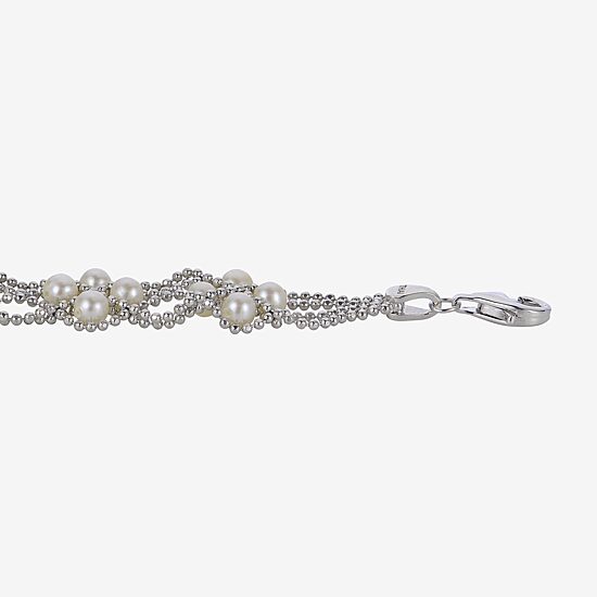 Cultured Freshwater Pearl Sterling Silver Lace Bracelet