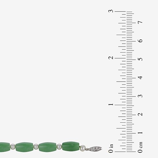 Cultured Freshwater Pearl & Genuine Jade Sterling Silver Bracelet