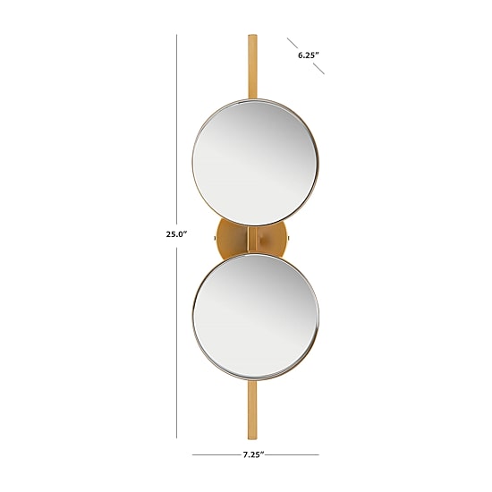 Safavieh 7.25" X 25" Gold Ileva Wall Mount Round Wall Mirror