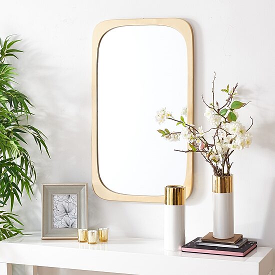 Safavieh 21" X 36" Gold Bramwell Wall Mount Rectangular Wall Mirror