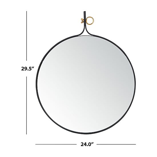Safavieh 24" X 29.5" Black Chandlen Wall Mount Round Wall Mirror