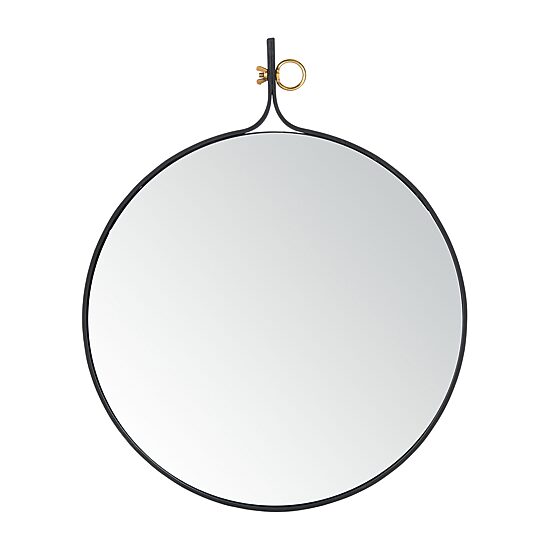 Safavieh 24" X 29.5" Black Chandlen Wall Mount Round Wall Mirror