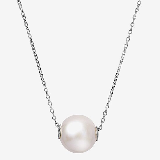 Womens White Cultured Freshwater Pearl Sterling Silver 18 Inch Pendant Necklace