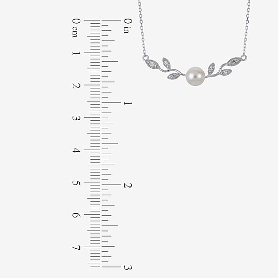 Womens White Cultured Freshwater Pearl Sterling Silver 16 Inch Pendant Necklace