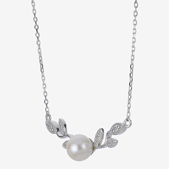 Womens White Cultured Freshwater Pearl Sterling Silver 16 Inch Pendant Necklace