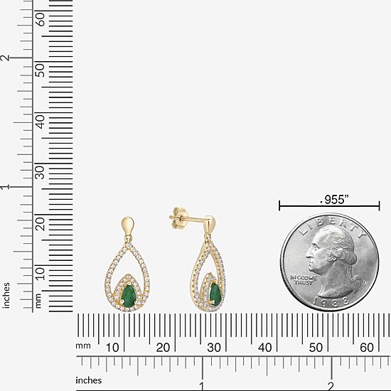 Womens 1/3 CT. T.W. Genuine Green Emerald 10K Gold Drop Earrings