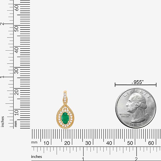 Womens 1/6 CT. T.W. Genuine Green Emerald 10K Gold 18 Inch Pendant Necklace