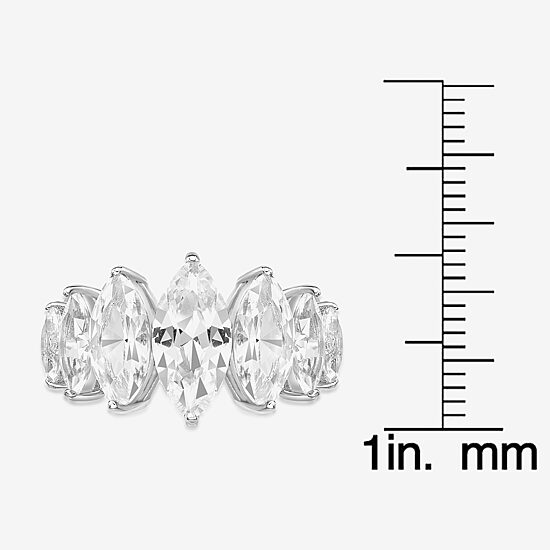 Womens Lab Created White Sapphire Sterling Silver Cocktail Ring