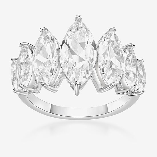 Womens Lab Created White Sapphire Sterling Silver Cocktail Ring