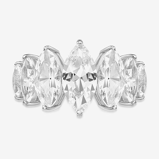 Womens Lab Created White Sapphire Sterling Silver Cocktail Ring