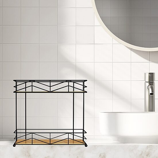 Popular Bath Woodmont 2tier Shelf Twr Caddy Bathroom Organizer