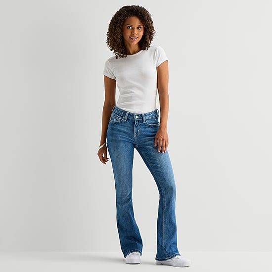 Arizona Womens Juniors Low Rise Bootcut Jean