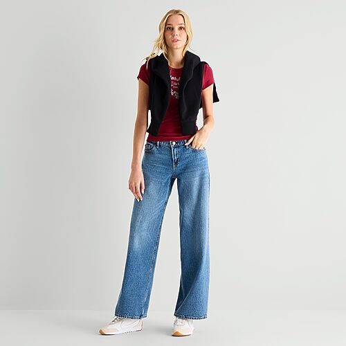 Arizona Womens Juniors Baggy Fit Jean In Blue