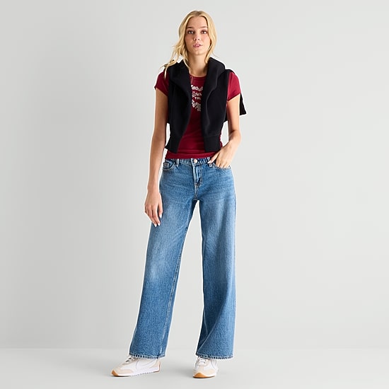 Arizona Womens Juniors Short Low Rise Baggy Fit Jean