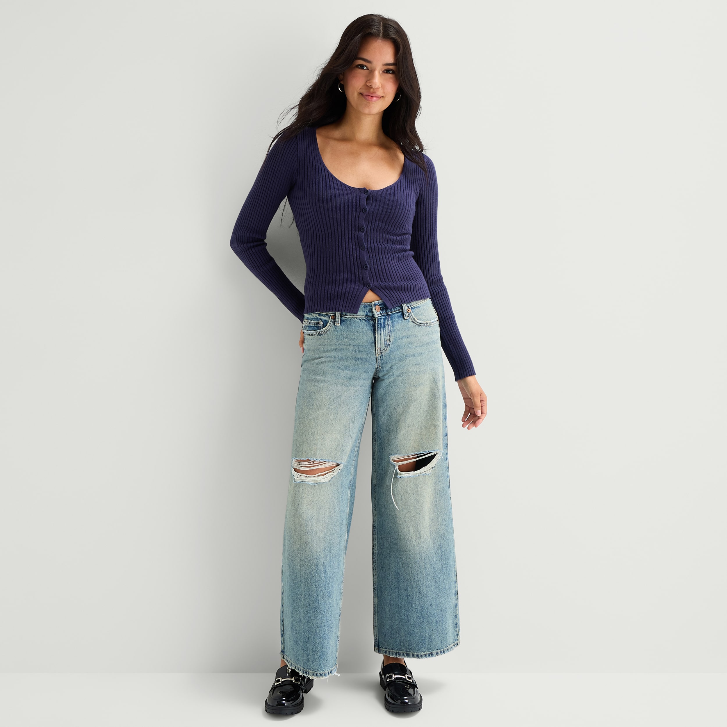 Arizona Womens Juniors Short Low Rise Baggy Fit Jean