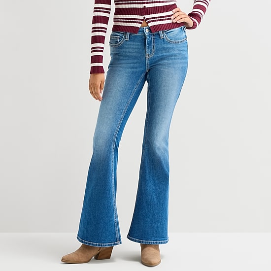 Arizona Womens Juniors Low Rise Flare Leg Jean