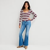 Arizona Womens Juniors Short Low Rise Flare Leg Jean