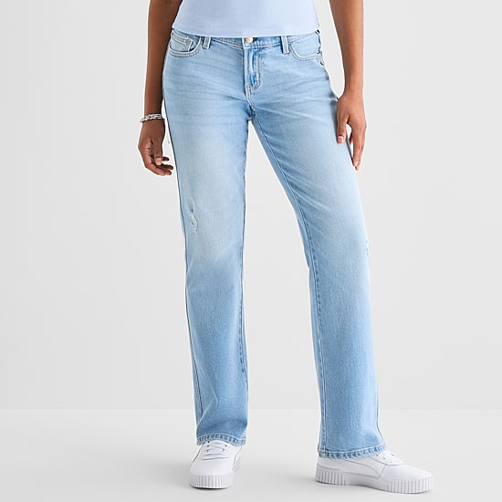 Arizona Womens Juniors Short Low Rise Straight Leg Jean