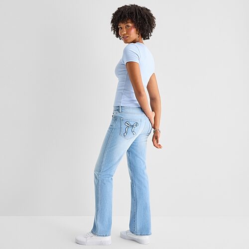 Arizona Womens Juniors Straight Leg Jean In Blue