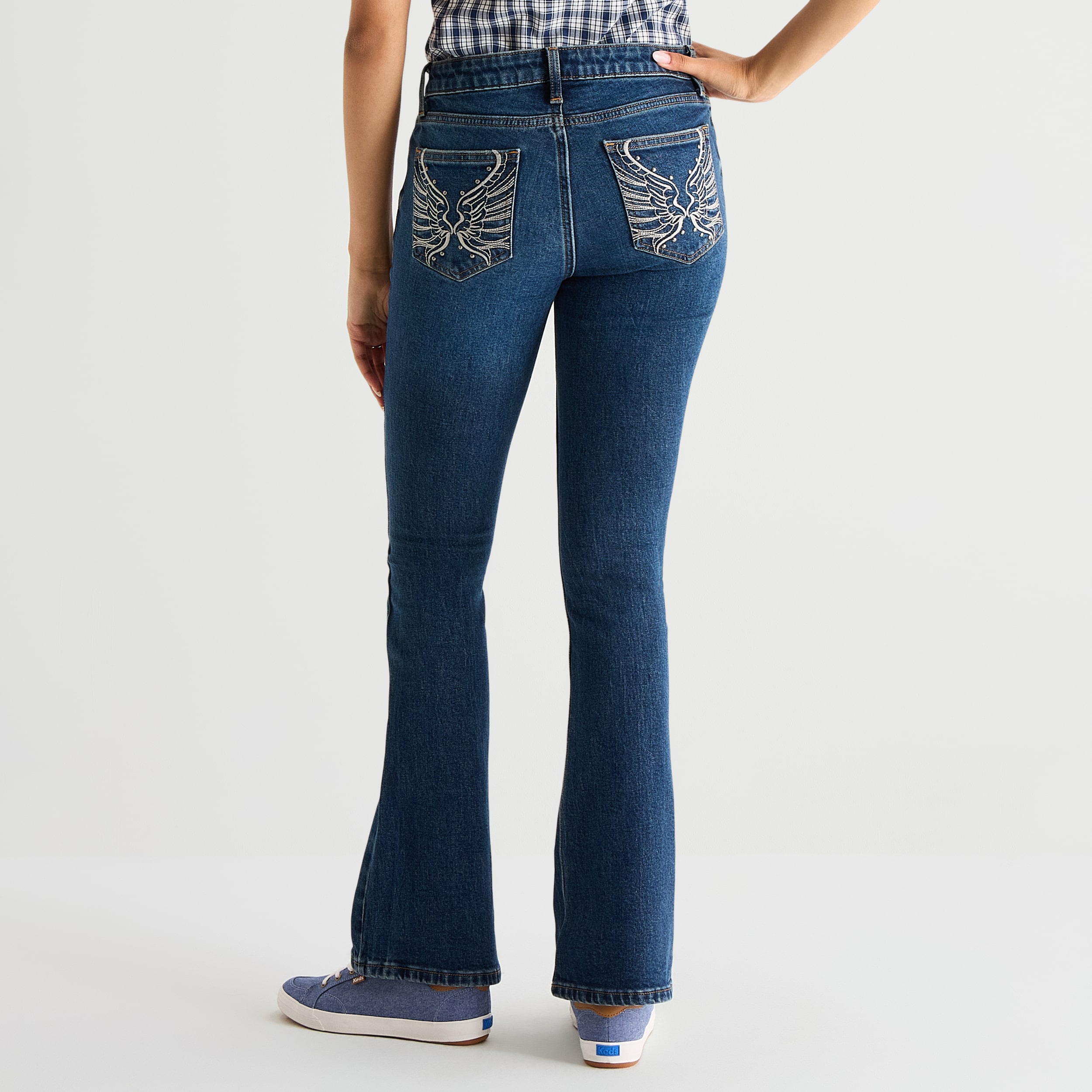 Arizona Womens Juniors Short Low Rise Bootcut Jean