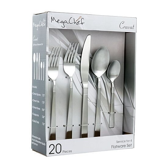 MegaChef Cravat 20-pc. 18/10 Stainless Steel Flatware Set