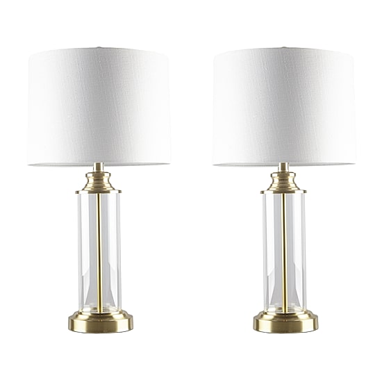 Gold 510 Design Clarity Glass Cylinder Table Lamp Set of 2