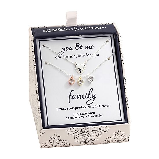 Sparkle Allure Womens Cubic Zirconia Pure Silver Over Brass Heart 2-pc. Necklace Set