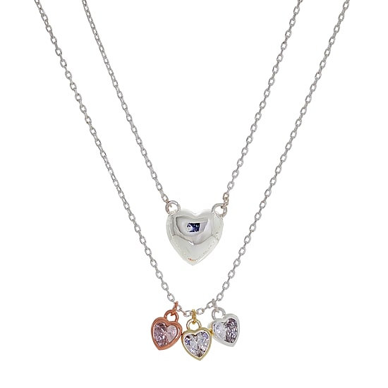 Sparkle Allure Womens Cubic Zirconia Pure Silver Over Brass Heart 2-pc. Necklace Set