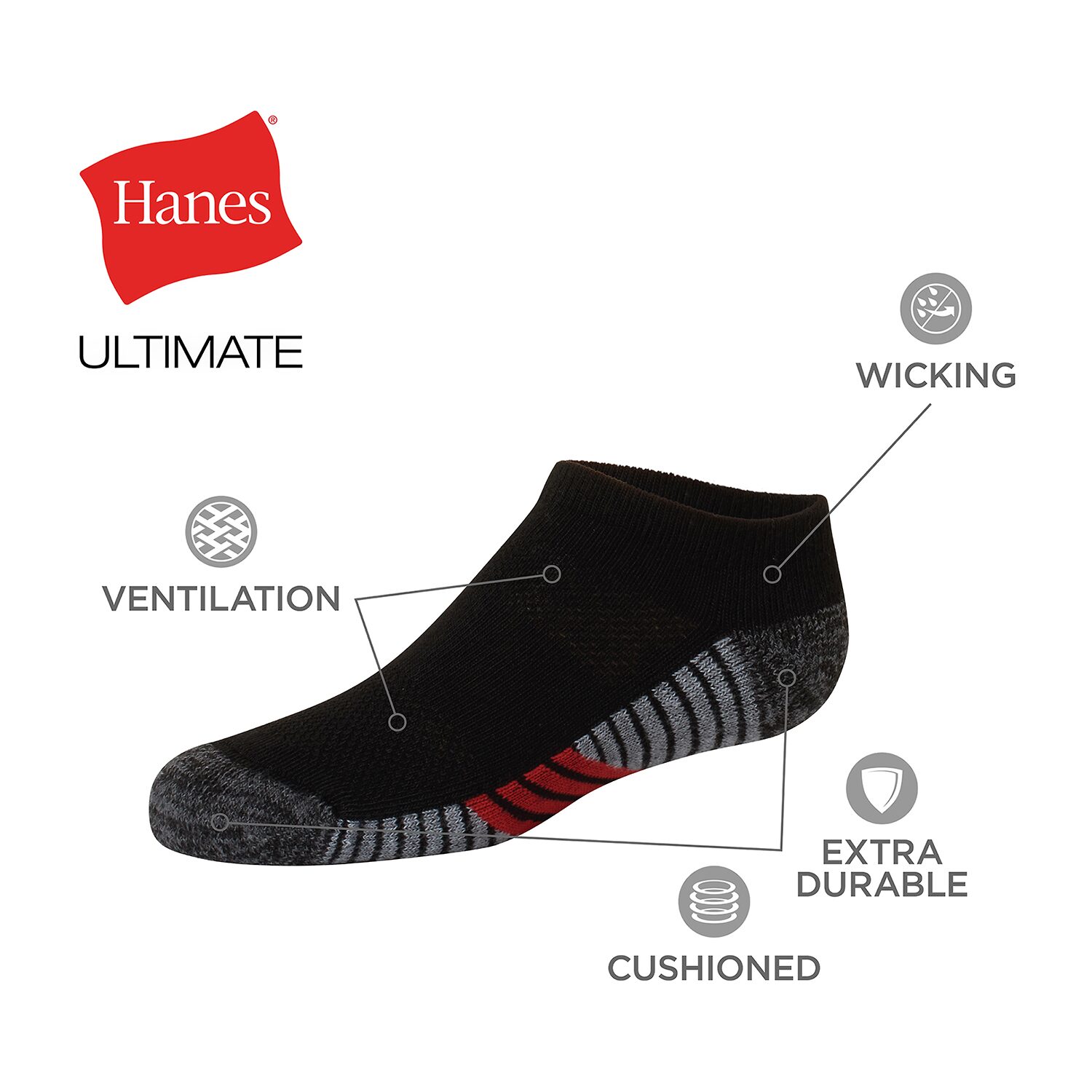 Hanes Little & Big Kid Boys Multi-Pack 10 Pair No Show Socks