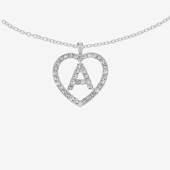 Mixit Silver Tone Initial Pendant Necklace & Stud Earring Womens White Heart 2-pc. Jewelry Set