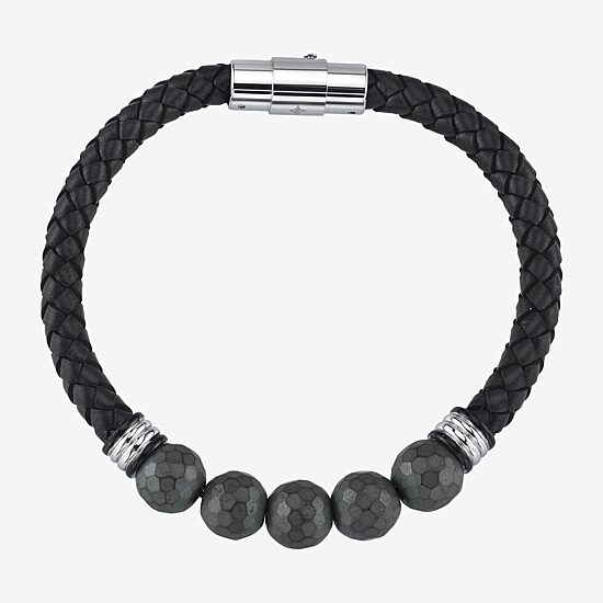 Mens Stainless Steel Beaded Bracelet