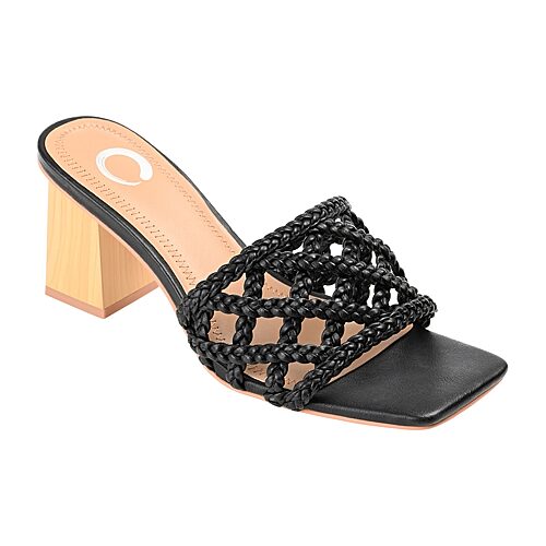 Journee Collection Evvie Womens Round Open Toe Block Heel Pumps, 11 Medium, Black
