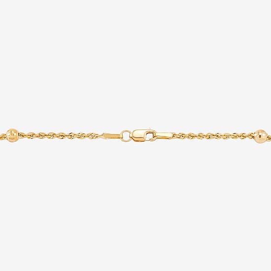 Womens 10K Gold Hollow Heart 7.5 Inch Link Bracelet