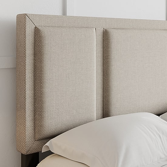 Boyd Sleep Triptych Upholstered Linen Platform Bed Frame with Adjustable Headboard