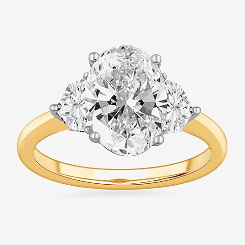 (G-H / Si1-Si2) Womens 3 3/4 CT. T.W. Lab Grown White Diamond 14K Gold Oval 3-Stone Engagement Ring, 8