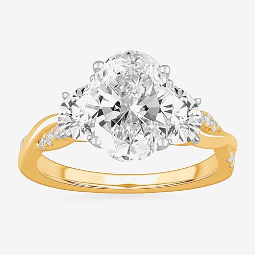 Modern Bride (g-h / Si1-si2) Womens 3 3/4 Ct. T.w. Lab Grown White Diamond 14k Gold Oval 3-stone Engagement Ring In Yellow