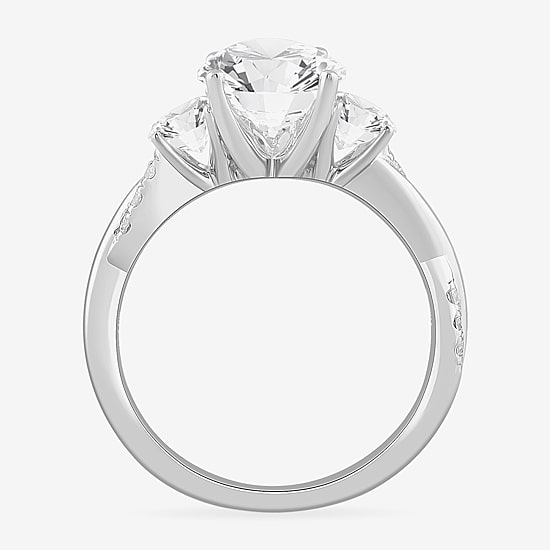 (G-H / Si1-Si2) Womens 3 3/4 CT. T.W. Lab Grown White Diamond 14K Gold Oval 3-Stone Engagement Ring