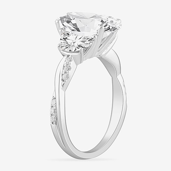 (G-H / Si1-Si2) Womens 3 3/4 CT. T.W. Lab Grown White Diamond 14K Gold Oval 3-Stone Engagement Ring
