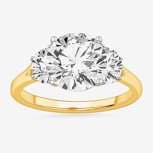 Modern Bride (g-h / Si1-si2) Womens 3 3/4 Ct. T.w. Lab Grown White Diamond 14k Gold Round 3-stone Engagement Ring In Yellow