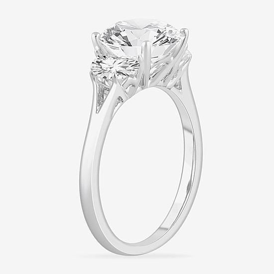 (G-H / Si1-Si2) Womens 3 3/4 CT. T.W. Lab Grown White Diamond 14K Gold Round 3-Stone Engagement Ring