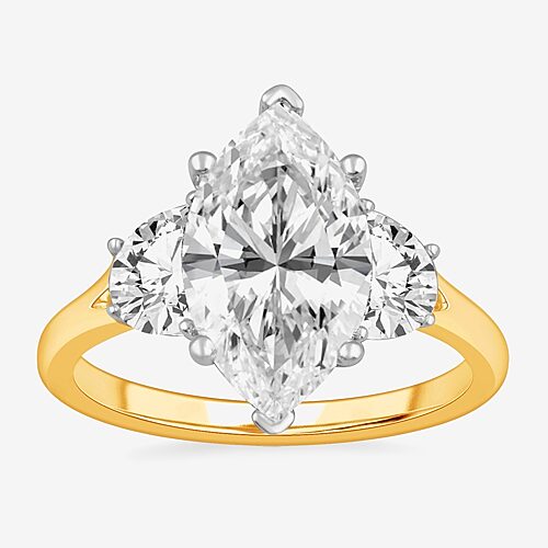 Modern Bride (g-h / Si1-si2) Womens 3 3/4 Ct. T.w. Lab Grown White Diamond 14k Gold Marquise 3-stone Engagement R In Yellow