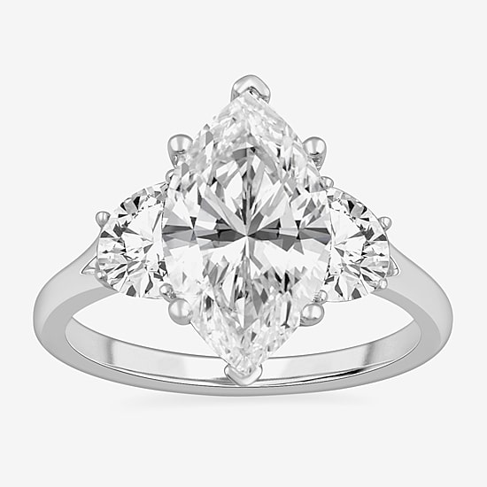 (G-H / Si1-Si2) Womens 3 3/4 CT. T.W. Lab Grown White Diamond 14K Gold Marquise 3-Stone Engagement Ring