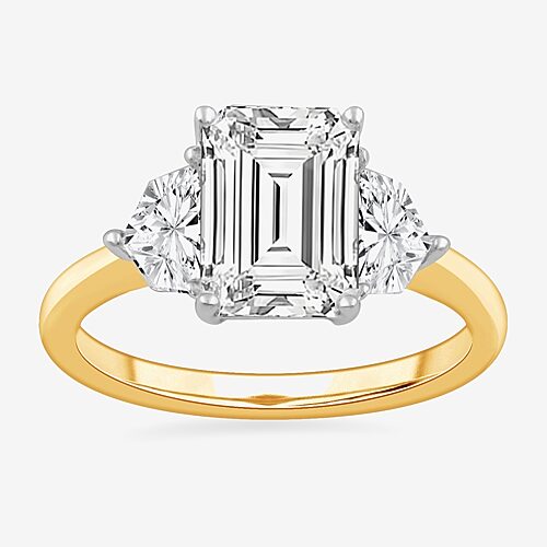 Modern Bride (g-h / Si1-si2) Womens 3 3/4 Ct. T.w. Lab Grown White Diamond 14k Gold 3-stone Engagement Ring In Yellow