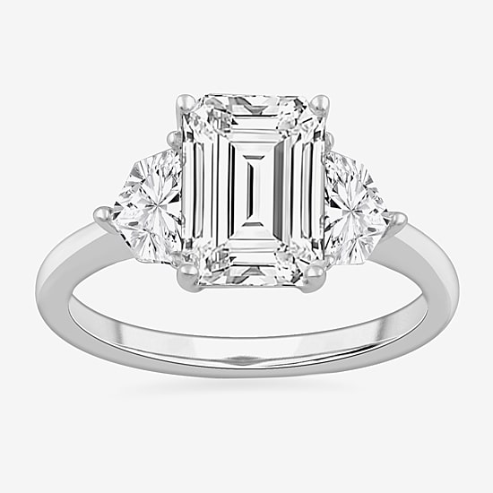 (G-H / Si1-Si2) Womens 3 3/4 CT. T.W. Lab Grown White Diamond 14K Gold 3-Stone Engagement Ring