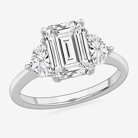 (G-H / Si1-Si2) Womens 3 3/4 CT. T.W. Lab Grown White Diamond 14K Gold 3-Stone Engagement Ring